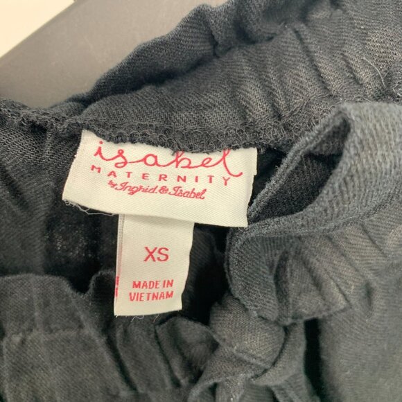 Isabel Maternity Shorts Black Linen Blend Tie Front Pull On NWT - Picture 4 of 9